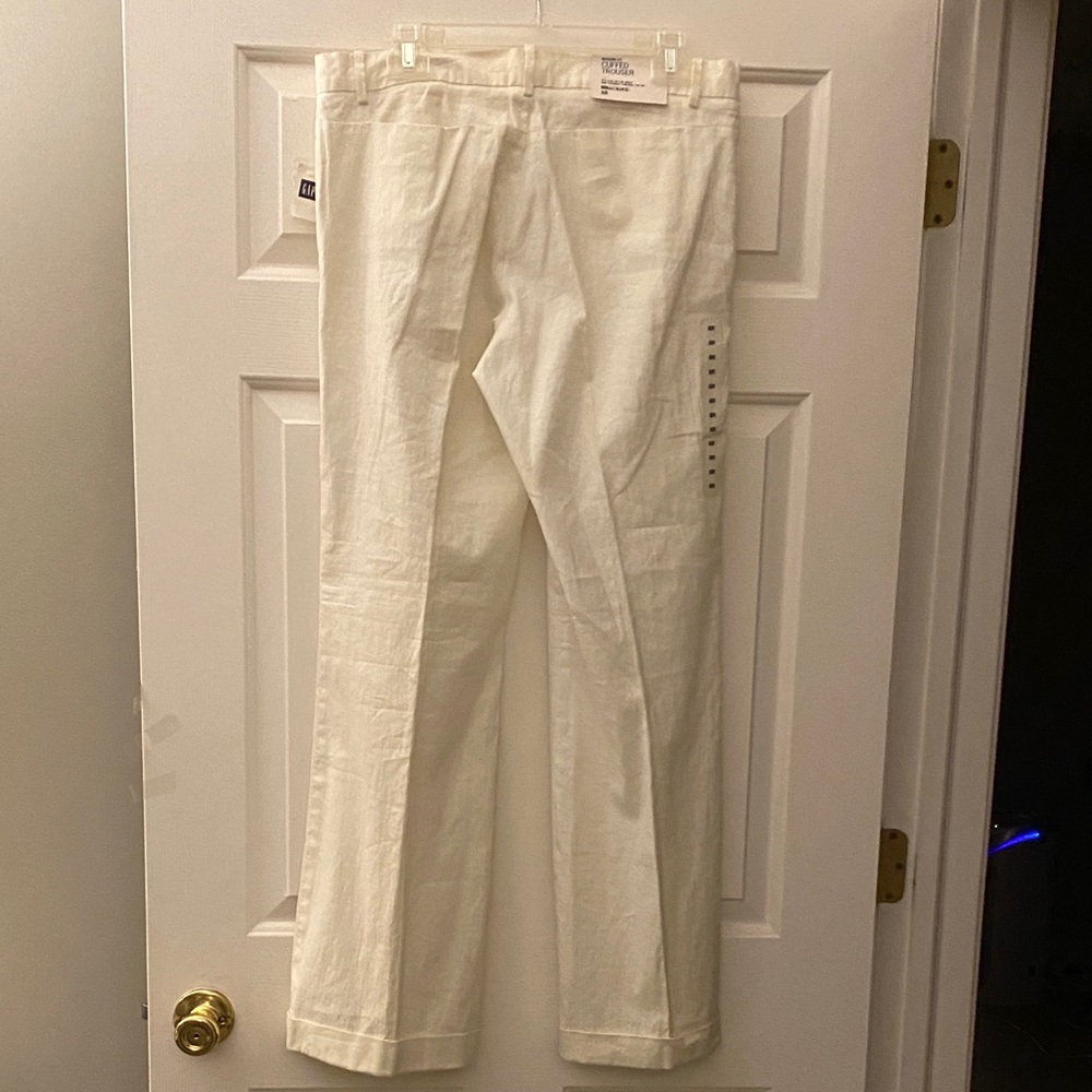 GAP white Linen wide leg cuffed trousers - Picture 9 of 14